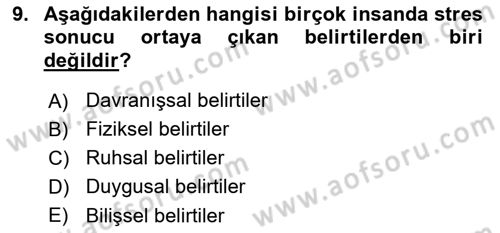 Birey ve Davranış Dersi 2018 - 2019 Yılı Yaz Okulu Sınav Soruları 9. Soru