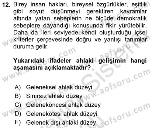 Birey ve Davranış Dersi 2021 - 2022 Yılı (Vize) Ara Sınav Soruları 12. Soru