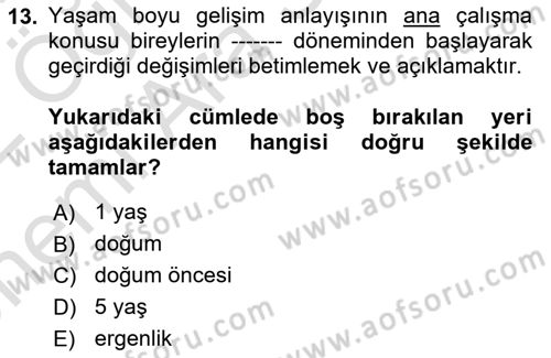 Birey ve Davranış Dersi 2021 - 2022 Yılı (Vize) Ara Sınav Soruları 13. Soru