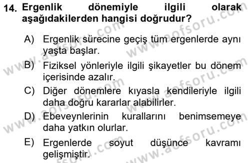Birey ve Davranış Dersi 2021 - 2022 Yılı (Vize) Ara Sınav Soruları 14. Soru