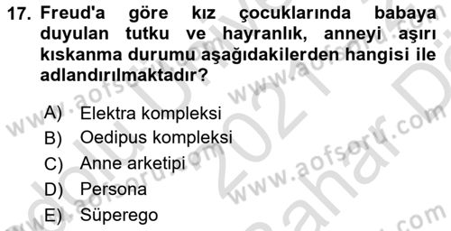 Birey ve Davranış Dersi 2021 - 2022 Yılı (Vize) Ara Sınav Soruları 17. Soru