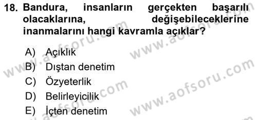 Birey ve Davranış Dersi 2021 - 2022 Yılı (Vize) Ara Sınav Soruları 18. Soru