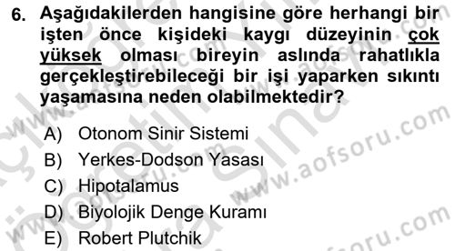 Birey ve Davranış Dersi 2021 - 2022 Yılı (Vize) Ara Sınav Soruları 6. Soru