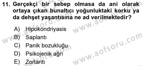 Birey ve Davranış Dersi 2021 - 2022 Yılı (Final) Dönem Sonu Sınav Soruları 11. Soru