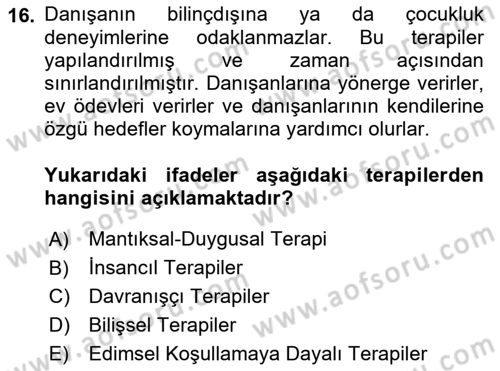 Birey ve Davranış Dersi 2021 - 2022 Yılı (Final) Dönem Sonu Sınav Soruları 16. Soru