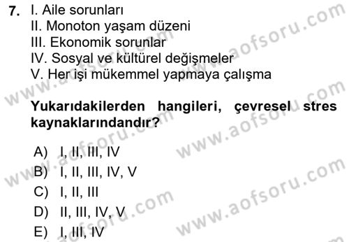 Birey ve Davranış Dersi 2021 - 2022 Yılı (Final) Dönem Sonu Sınav Soruları 7. Soru