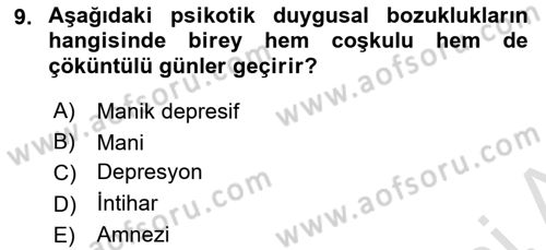 Birey ve Davranış Dersi 2021 - 2022 Yılı (Final) Dönem Sonu Sınav Soruları 9. Soru