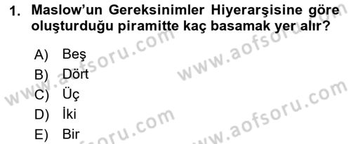 Birey ve Davranış Dersi 2022 - 2023 Yılı Yaz Okulu Sınav Soruları 1. Soru