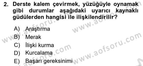 Birey ve Davranış Dersi 2022 - 2023 Yılı Yaz Okulu Sınav Soruları 2. Soru