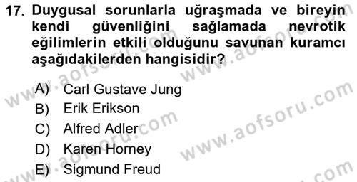 Birey ve Davranış Dersi 2023 - 2024 Yılı (Vize) Ara Sınav Soruları 17. Soru