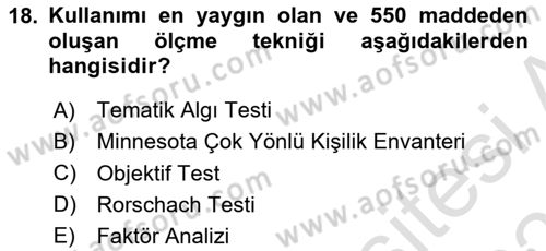 Birey ve Davranış Dersi 2023 - 2024 Yılı (Vize) Ara Sınav Soruları 18. Soru