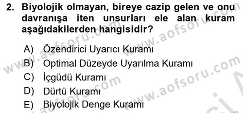 Birey ve Davranış Dersi 2023 - 2024 Yılı (Vize) Ara Sınav Soruları 2. Soru