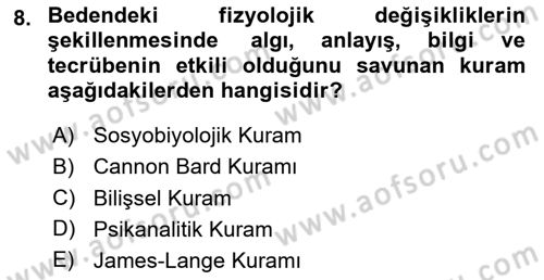 Birey ve Davranış Dersi 2023 - 2024 Yılı (Vize) Ara Sınav Soruları 8. Soru