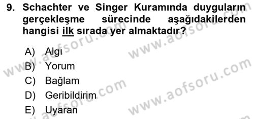Birey ve Davranış Dersi 2023 - 2024 Yılı (Vize) Ara Sınav Soruları 9. Soru
