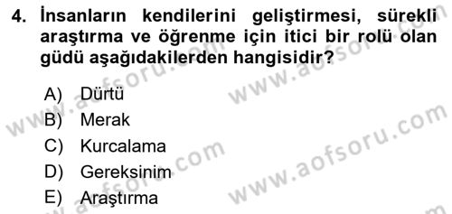 Birey ve Davranış Dersi 2024 - 2025 Yılı (Vize) Ara Sınav Soruları 4. Soru