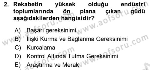 Birey ve Davranış Dersi 2024 - 2025 Yılı Yaz Okulu Sınav Soruları 2. Soru