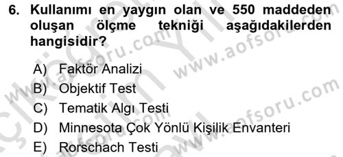 Birey ve Davranış Dersi 2024 - 2025 Yılı Yaz Okulu Sınav Soruları 6. Soru