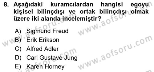 Birey ve Davranış Dersi 2024 - 2025 Yılı Yaz Okulu Sınav Soruları 8. Soru