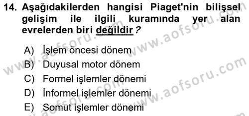 Birey ve Davranış Dersi 2025 - 2026 Yılı (Vize) Ara Sınav Soruları 14. Soru