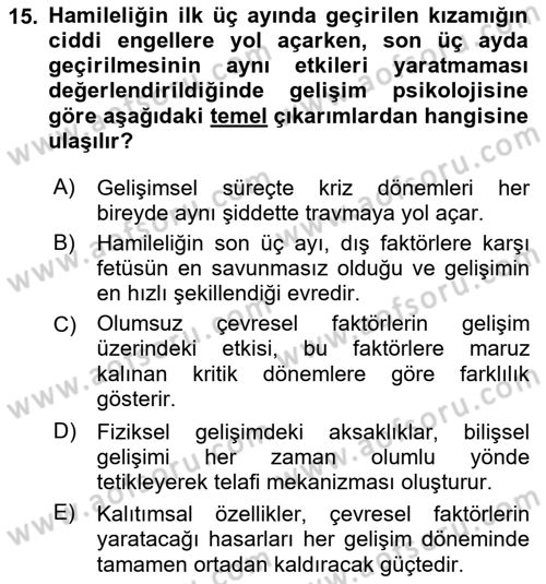 Birey ve Davranış Dersi 2025 - 2026 Yılı (Vize) Ara Sınav Soruları 15. Soru