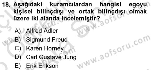 Birey ve Davranış Dersi 2025 - 2026 Yılı (Vize) Ara Sınav Soruları 18. Soru