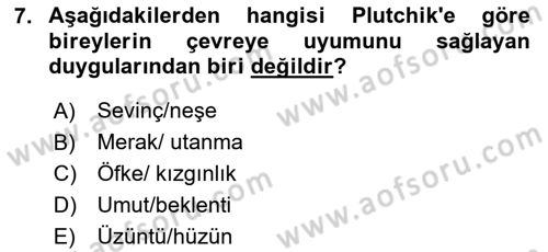 Birey ve Davranış Dersi 2025 - 2026 Yılı (Vize) Ara Sınav Soruları 7. Soru