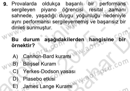 Birey ve Davranış Dersi 2025 - 2026 Yılı (Vize) Ara Sınav Soruları 9. Soru
