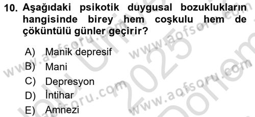 Birey ve Davranış Dersi 2025 - 2026 Yılı (Final) Dönem Sonu Sınav Soruları 10. Soru
