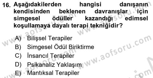 Birey ve Davranış Dersi 2025 - 2026 Yılı (Final) Dönem Sonu Sınav Soruları 16. Soru