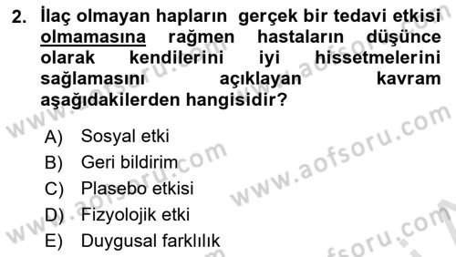 Birey ve Davranış Dersi 2025 - 2026 Yılı (Final) Dönem Sonu Sınav Soruları 2. Soru