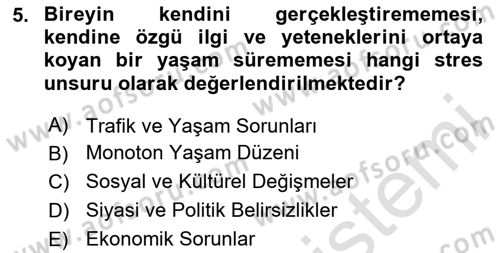 Birey ve Davranış Dersi 2025 - 2026 Yılı (Final) Dönem Sonu Sınav Soruları 5. Soru