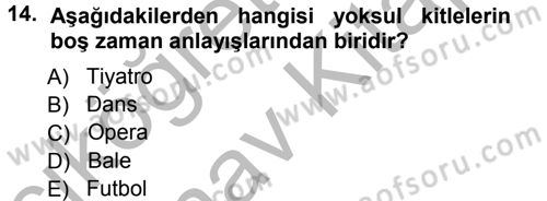 Turizm Sosyolojisi Dersi 2012 - 2013 Yılı (Vize) Ara Sınav Soruları 14. Soru