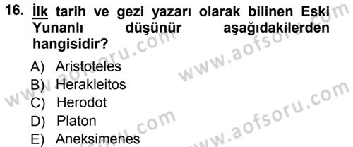Turizm Sosyolojisi Dersi Ara Sınavı Deneme Sınav Soruları 16. Soru