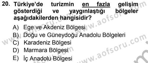 Turizm Sosyolojisi Dersi 2012 - 2013 Yılı (Vize) Ara Sınav Soruları 20. Soru