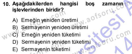 Turizm Sosyolojisi Dersi Ara Sınavı Deneme Sınav Soruları 10. Soru