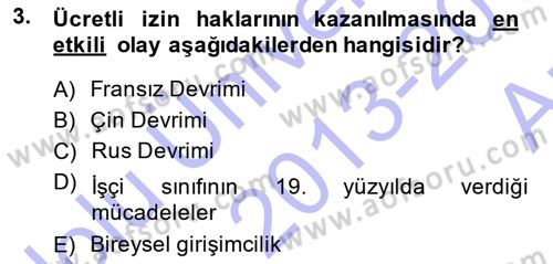 Turizm Sosyolojisi Dersi 2013 - 2014 Yılı (Vize) Ara Sınav Soruları 3. Soru