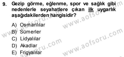 Turizm Sosyolojisi Dersi 2013 - 2014 Yılı (Vize) Ara Sınav Soruları 9. Soru