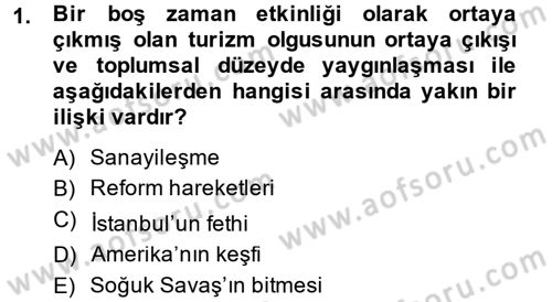 Turizm Sosyolojisi Dersi 2014 - 2015 Yılı (Vize) Ara Sınav Soruları 1. Soru