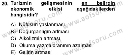 Turizm Sosyolojisi Dersi Ara Sınavı Deneme Sınav Soruları 20. Soru