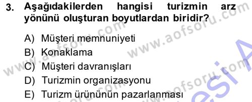 Turizm Sosyolojisi Dersi Ara Sınavı Deneme Sınav Soruları 3. Soru