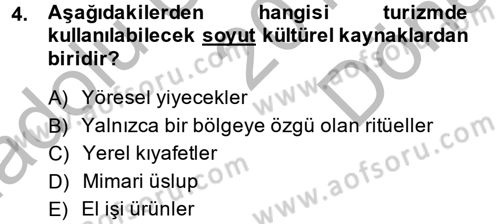 Turizm Sosyolojisi Dersi 2014 - 2015 Yılı (Final) Dönem Sonu Sınav Soruları 4. Soru