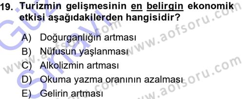 Turizm Sosyolojisi Dersi Ara Sınavı Deneme Sınav Soruları 19. Soru