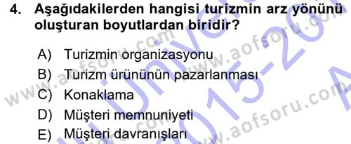 Turizm Sosyolojisi Dersi Ara Sınavı Deneme Sınav Soruları 4. Soru