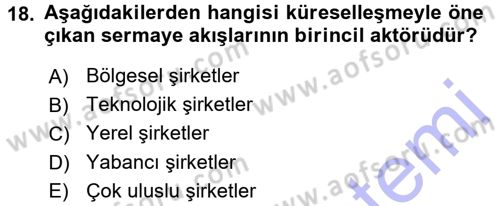 Turizm Sosyolojisi Dersi 2015 - 2016 Yılı (Final) Dönem Sonu Sınav Soruları 18. Soru