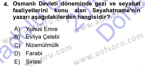 Turizm Sosyolojisi Dersi 2015 - 2016 Yılı (Final) Dönem Sonu Sınav Soruları 4. Soru