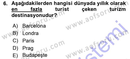 Turizm Sosyolojisi Dersi 2015 - 2016 Yılı (Final) Dönem Sonu Sınav Soruları 6. Soru