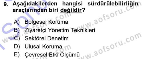 Turizm Sosyolojisi Dersi 2015 - 2016 Yılı (Final) Dönem Sonu Sınav Soruları 9. Soru