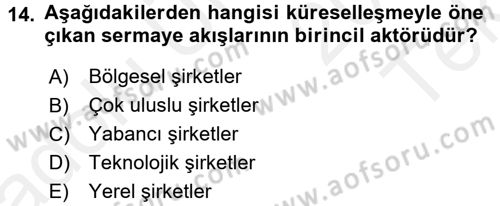 Turizm Sosyolojisi Dersi 2015 - 2016 Yılı Tek Ders Sınav Soruları 14. Soru