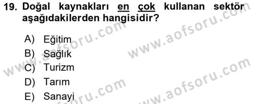 Turizm Sosyolojisi Dersi 2015 - 2016 Yılı Tek Ders Sınav Soruları 19. Soru