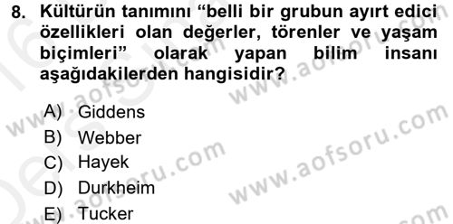 Turizm Sosyolojisi Dersi 2015 - 2016 Yılı Tek Ders Sınav Soruları 8. Soru